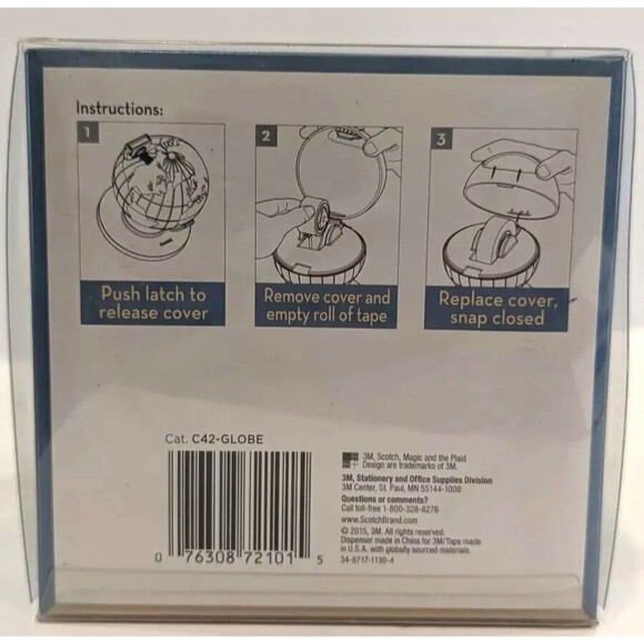 Scotch 3M Magic Tape dispenser Globe Explore the World 5" Weighted Refillable - Picture 7 of 8